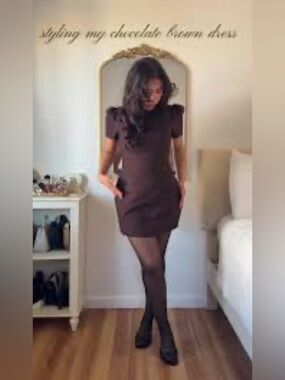 🛼2/$25🛼ZARA Mini Dress Dark Mink Ruffle Knit Size [M] NWOT #GenZ #coppertonebaby